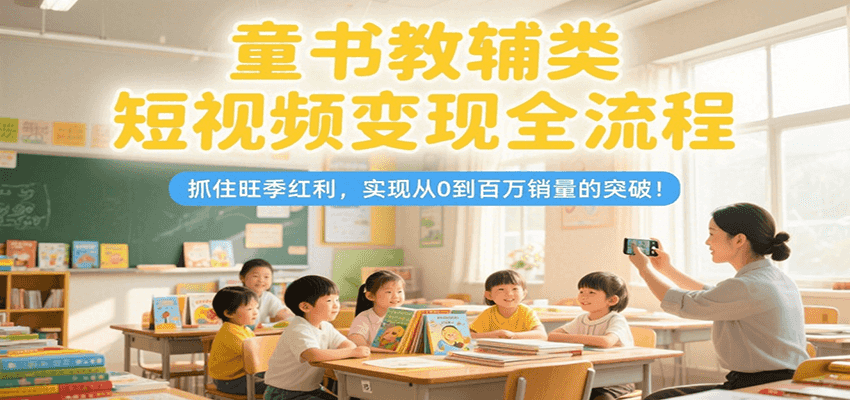 童书教辅类短视频变现全流程，抓住旺季红利，实现从0到百万销量的突破！-知芽创业社
