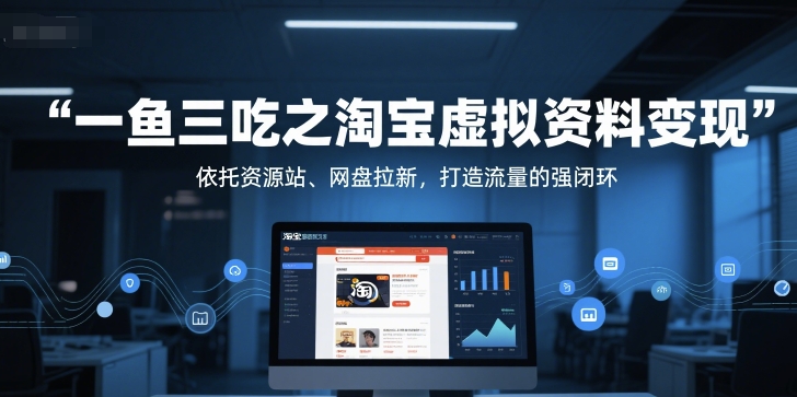 一鱼三吃之淘宝虚拟资料变现，依托资源站、网盘拉新，打造流量的强闭环-知芽创业社