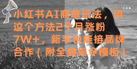小红书AI商单玩法，用这个方法2个月涨粉7W+，新手也能接品牌合作(附全套指令模板)-知芽创业社