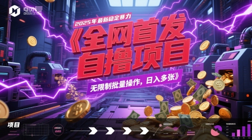 全网首发，2025年最新稳定暴力全自动自撸项目，无限制批量操作，日入多张【揭秘】-知芽创业社