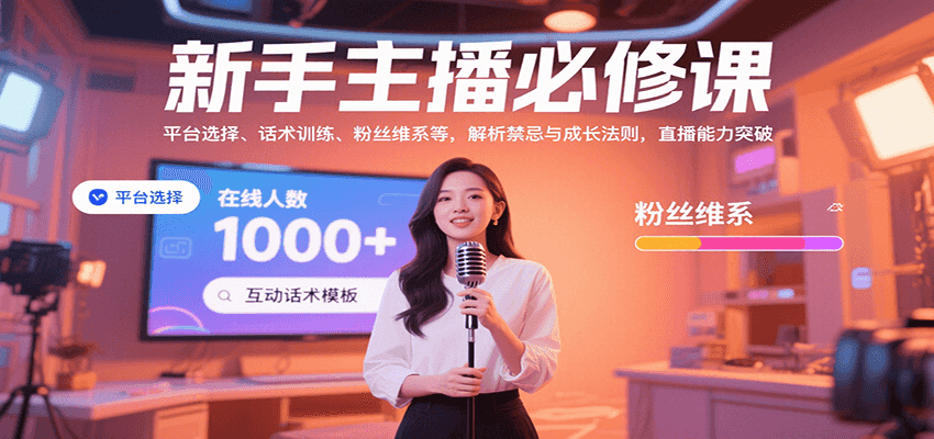 新手主播必修课：平台选择、话术训练、粉丝维系等，解析禁忌与成长法则，突破直播能力-知芽创业社