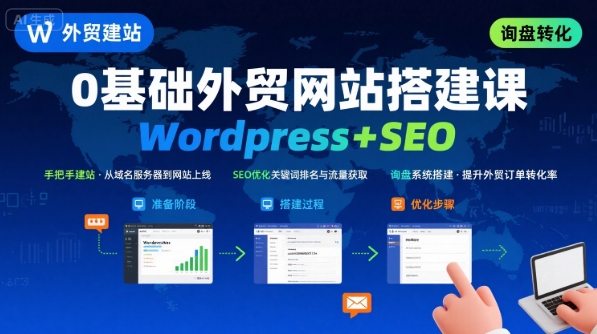 WordPress外贸建站+SEO优化课程，手把手教你从0到1搭建可获得询盘的外贸网站-知芽创业社