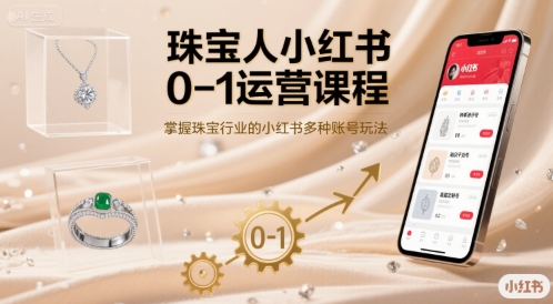 珠宝人小红书0-1运营课程，掌握珠宝行业的小红书多种账号玩法-知芽创业社