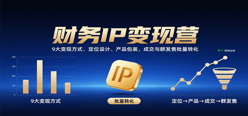 财务IP变现营：9大变现方式、定位设计、产品包装，成交与群发售批量转化-知芽创业社
