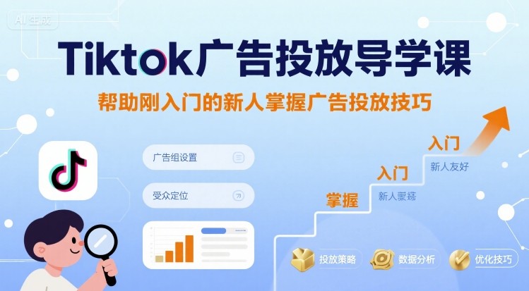 Tiktok广告投放导学课，帮助刚入门的新人掌握广告投放技巧-知芽创业社