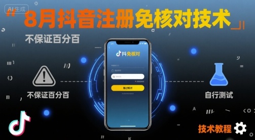 8月抖音注册免核对技术，不保证百分百，自测-知芽创业社