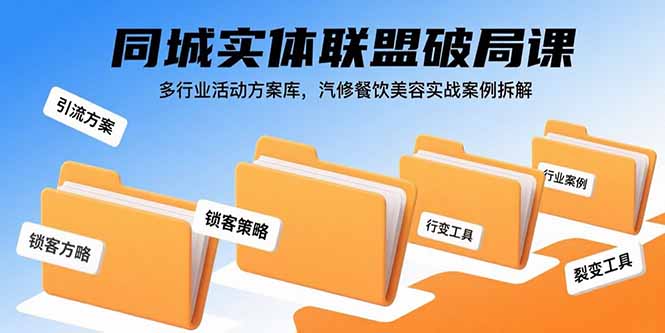 同城实体联盟破局课，多行业活动方案库，汽修餐饮美容实战案例拆解-知芽创业社