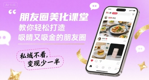朋友圈美化课堂，教你轻松打造，吸睛又吸金的朋友圈，私域不看，变现少一半-知芽创业社