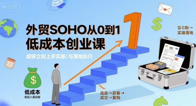 外贸SOHO从0到1低成本创业课，能够立刻上手实操与落地执行-知芽创业社