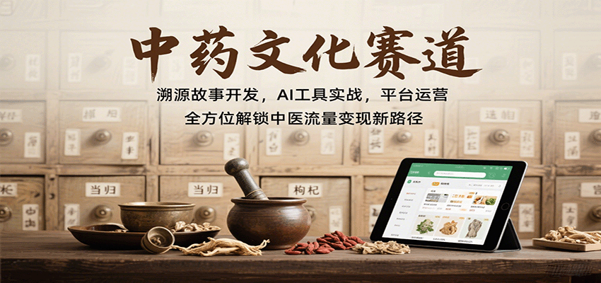 中药文化赛道：溯源故事开发，AI工具实战，平台运营，全方位解锁中医流量变现新路径-知芽创业社
