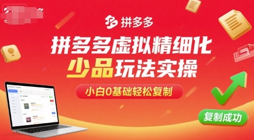 拼多多虚拟精细化少品玩法实操，小白0基础轻松复制-知芽创业社