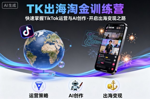 TK出海淘金训练营，助你快速掌握TikTok运营与AI创作，开启出海变现之路-知芽创业社