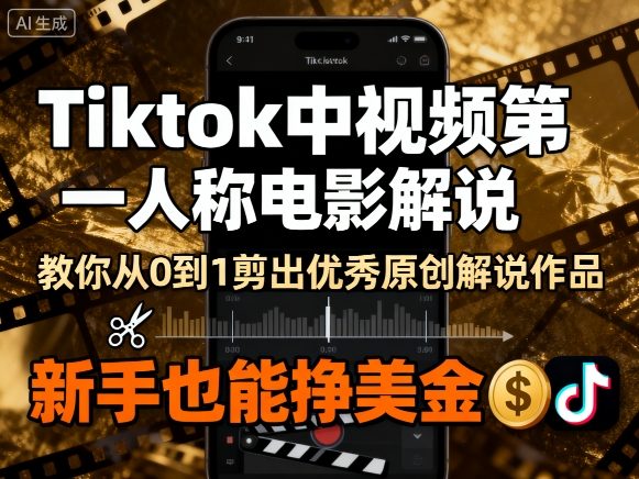Tiktok中视频第一人称电影解说，教你从0到1剪出一个优秀的原创解说作品，新手也能挣美金-小艾项目网