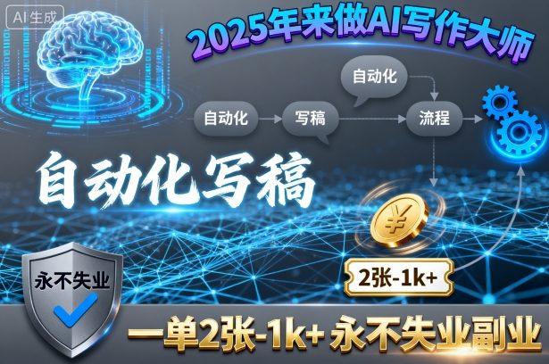 2025年来做AI写作大师，自动化写稿，一单2张-1k+，永不失业副业-知芽创业社