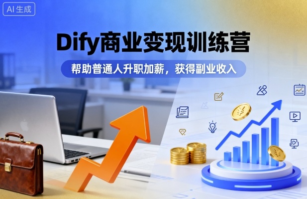 Dify商业变现训练营，帮助普通人升职加薪，获得副业收入-知芽创业社