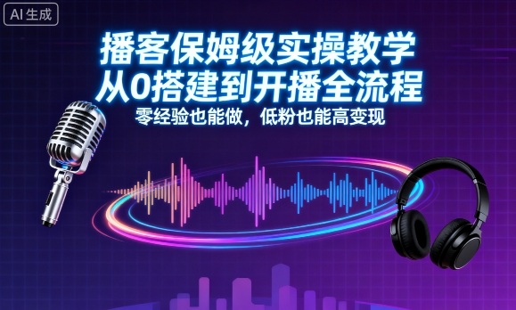 播客保姆级实操教学，从0搭建到开播全流程，零经验也能做，低粉也能高变现-知芽创业社