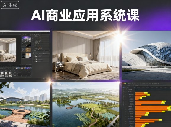 AI商业应用系统课，室内-软装-建筑-景观，智能设计+效果图+动画画实战-知芽创业社