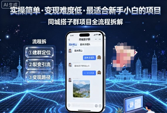 实操简单，变现难度低，最适合新手小白做的项目，每天轻松收入3张，同城搭子群项目全流程拆解-知芽创业社