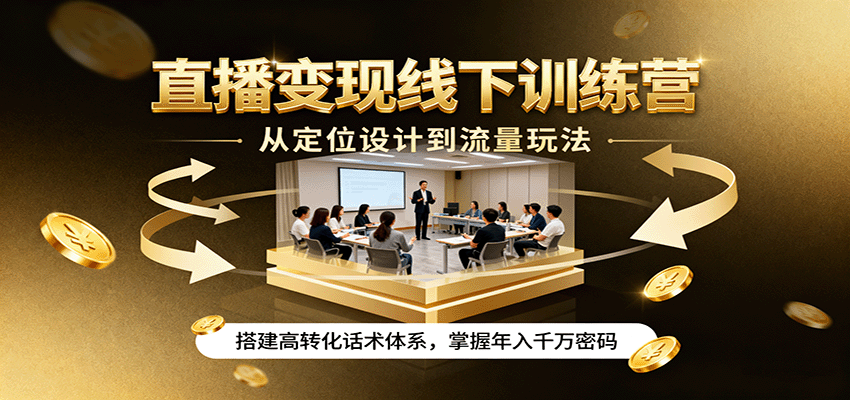 直播变现线下训练营，从定位设计到流量玩法，搭建高转化话术体系，掌握年入千万密码-小艾项目网