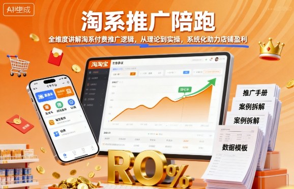 淘系推广陪跑，全维度讲解淘系付费推广逻辑，从理论到实操，系统化助力店铺盈利-知芽创业社