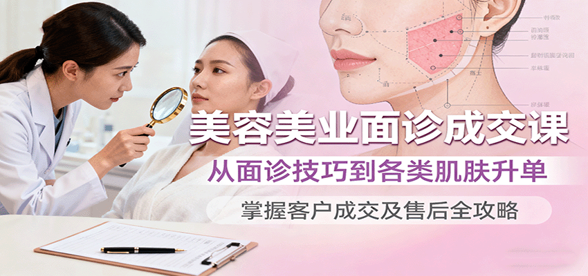 美容美业面诊成交课，从面诊技巧到各类肌肤升单，掌握客户成交及售后全攻略-知芽创业社