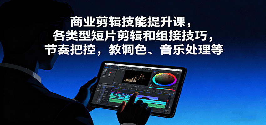 商业剪辑技能提升课，各类型短片剪辑和组接技巧，节奏把控，教调色、音乐处理等-知芽创业社