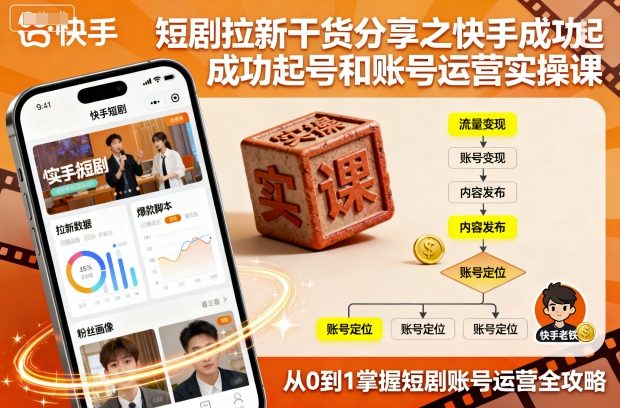 短剧拉新干货分享之快手成功起号和账号运营实操课-知芽创业社