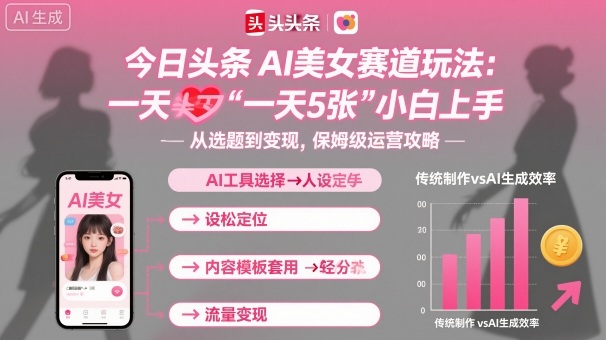 今日头条AI美女赛道玩法，一天轻松5张，小白轻松上手-知芽创业社