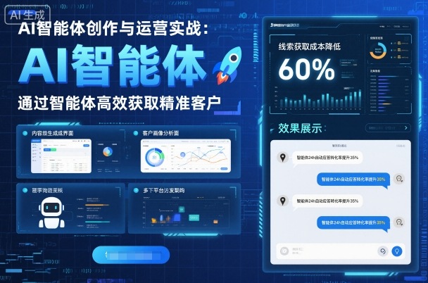 AI智能体创作与运营实战，实体门店通过智能体高效获取精准客户-知芽创业社