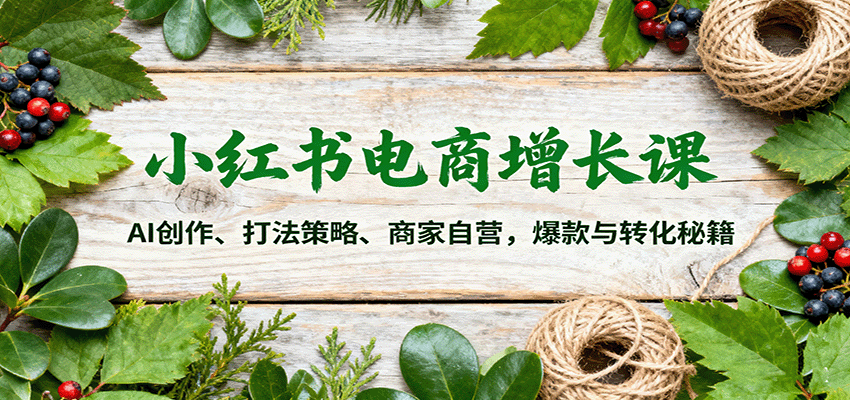 小红书电商增长课：AI创作、打法策略、商家自营，爆款与转化秘籍-知芽创业社