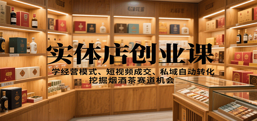 实体店创业课：学经营模式、短视频成交、私域自动转化，挖掘烟酒茶赛道机会-知芽创业社