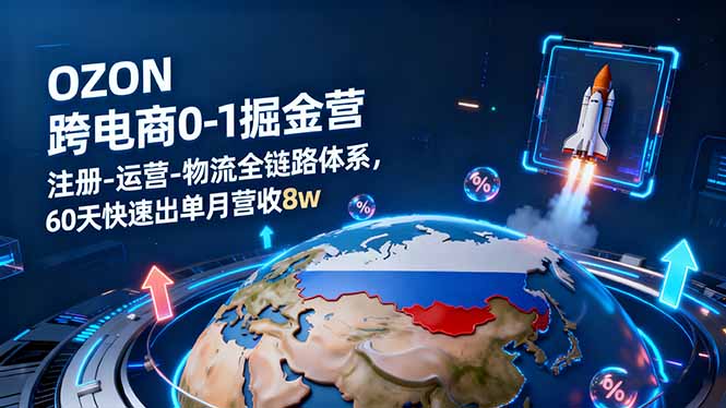 OZON跨境电商0-1掘金营：注册-运营-物流全链路体系，60天快速出单月营收8w-知芽创业社