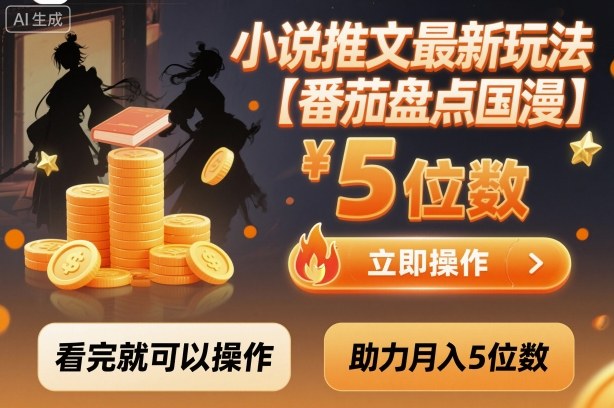 小说推文最新玩法，助力月入5位数【番茄盘点国漫】玩法，看完就可以操作-知芽创业社