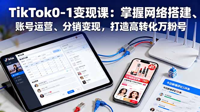 TikTok0-1变现课：掌握网络搭建、账号运营、分销变现，打造高转化万粉号-知芽创业社