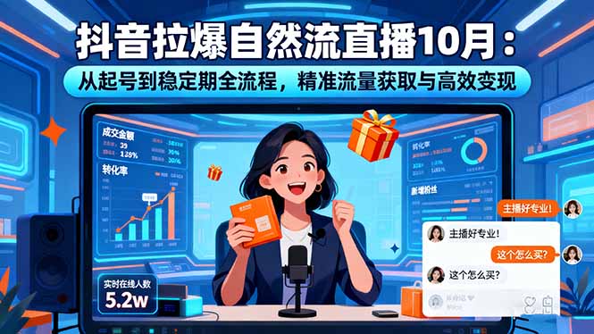 抖音拉爆自然流直播10月：从起号到稳定期全流程，精准流量获取与高效变现-知芽创业社