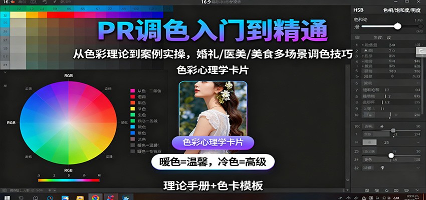 PR调色入门到精通：从色彩理论到案例实操，婚礼/医美/美食多场景调色技巧-知芽创业社