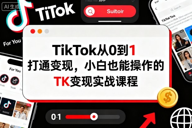 TikTok从0到1打通变现，小白也能操作的TK变现实战课程-知芽创业社