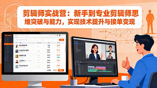 剪辑师实战营：新手到专业剪辑师思维突破与能力，实现技术提升与接单变现-小艾项目网