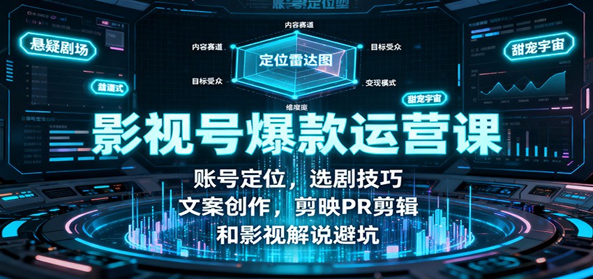 影视号爆款运营课：账号定位，选剧技巧，文案创作，剪映PR剪辑和影视解说避坑-知芽创业社