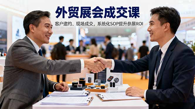 外贸展会成交课，含目标制定、客户邀约、现场成交，系统化SOP提升参展ROI-知芽创业社