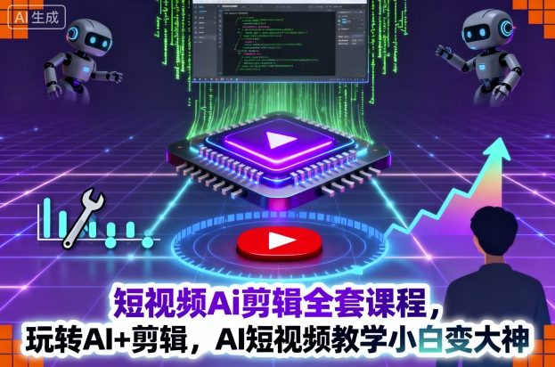 短视频Ai剪辑全套课程，玩转AI+剪辑，AI短视频教学小白变大神-知芽创业社