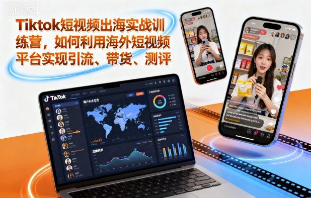 Tiktok短视频出海实战训练营，如何利用海外短视频平台实现引流、带货、测评-知芽创业社