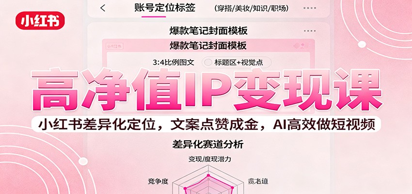 高净值IP变现课：小红书差异化定位，文案点赞成金， AI高效做短视频-知芽创业社