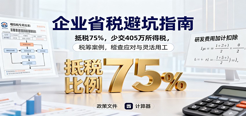 企业省税避坑指南：抵税75%，少交405万所得税，税筹案例，稽查应对与灵活用工-知芽创业社