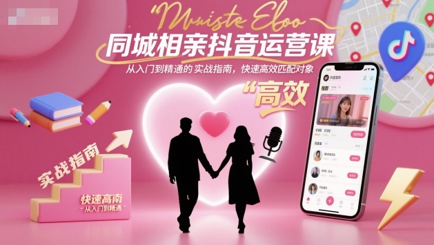 同城相亲抖音运营课，从入门到精通的实战指南，快速高效匹配对象-知芽创业社