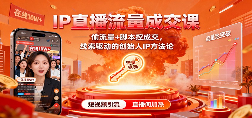 IP直播流量成交课：偷流量+脚本控成交，线索驱动的创始人IP方法论-知芽创业社