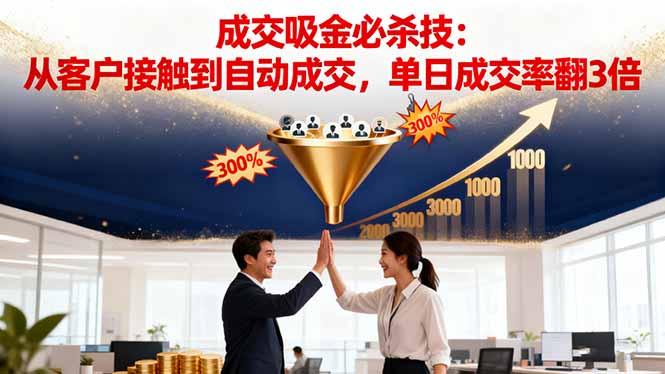 吸金成交营销必杀技：从客户接触到自动成交，单日成交率翻3倍-小艾项目网