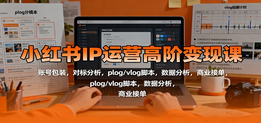 小红书IP运营高阶变现课：账号包装，对标分析，plog/vlog脚本，数据分析，商业接单-知芽创业社