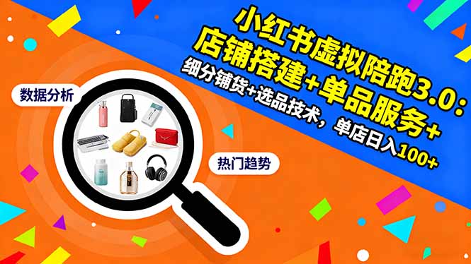小红书虚拟陪跑3.0：店铺搭建+单品服务+细分铺货+选品技术，单店日入100+-知芽创业社