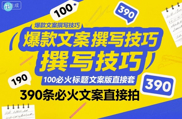 爆款文案撰写技巧，100个必火标题文案模版直接套，390条必火文案直接拍-知芽创业社